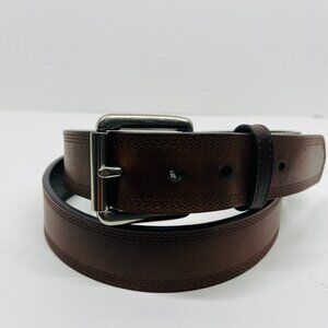 Ariat Dark Brown Leather Buckle and stitch detail belt Sz. 40
